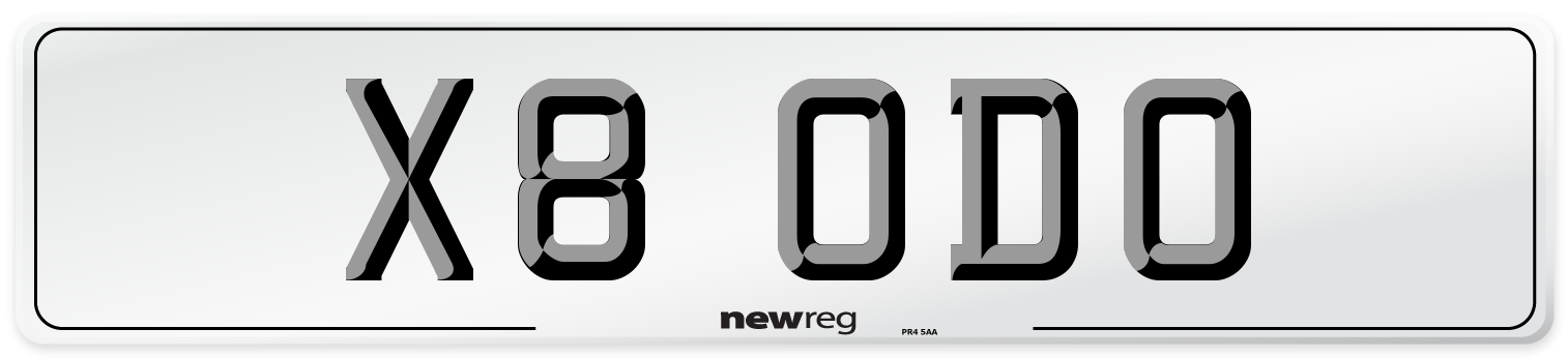 X8 ODO Number Plate from New Reg
